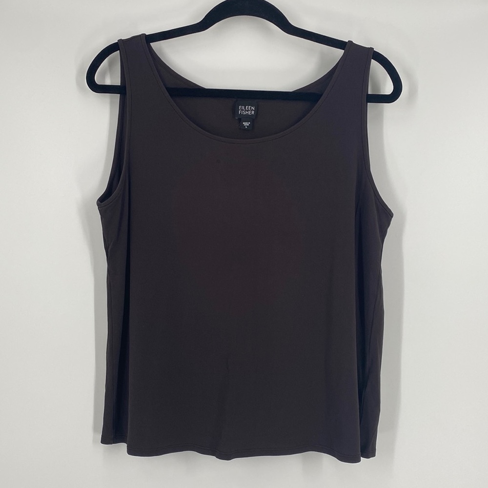 Eileen Fisher 100% Silk Black Tank Top Size Large